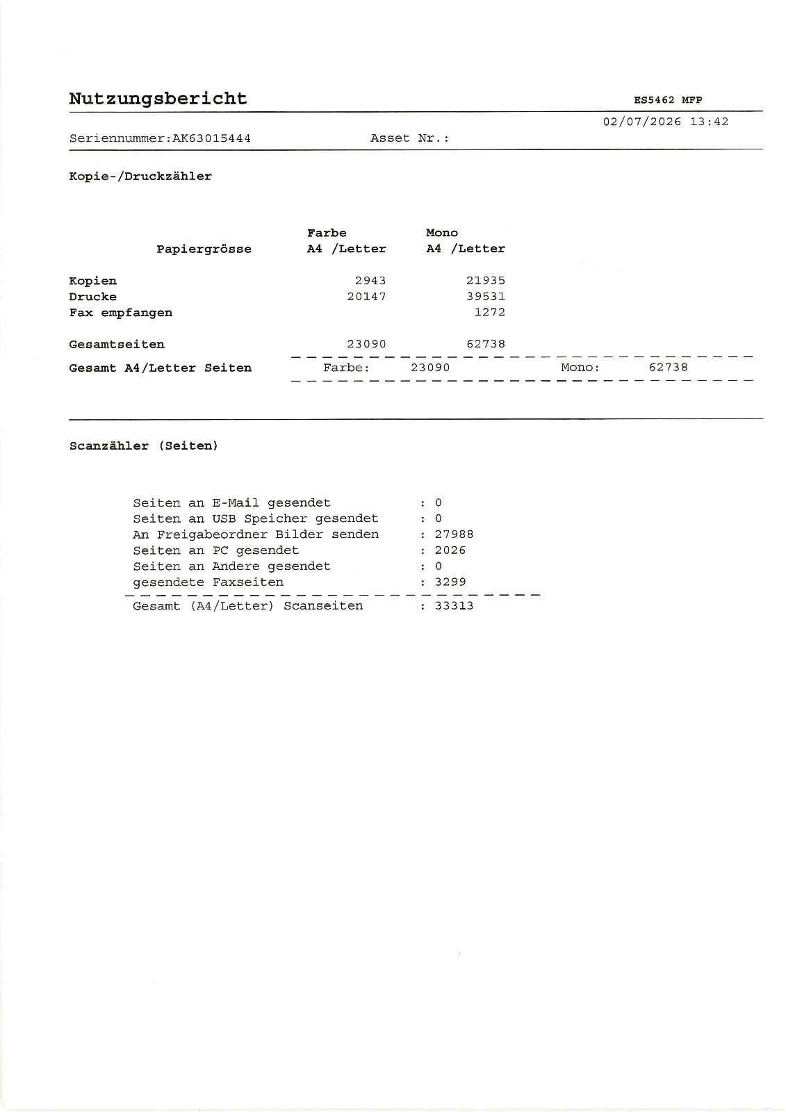 OKI ES5462 MFP (inkl. eine zusätzliche Papierkassette)